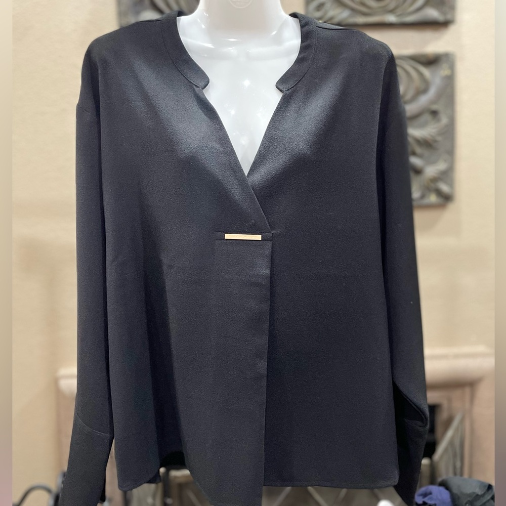 Marc New York, Andrew Marc, Women’s Black Long Sleeve Blouse, LG, NWT